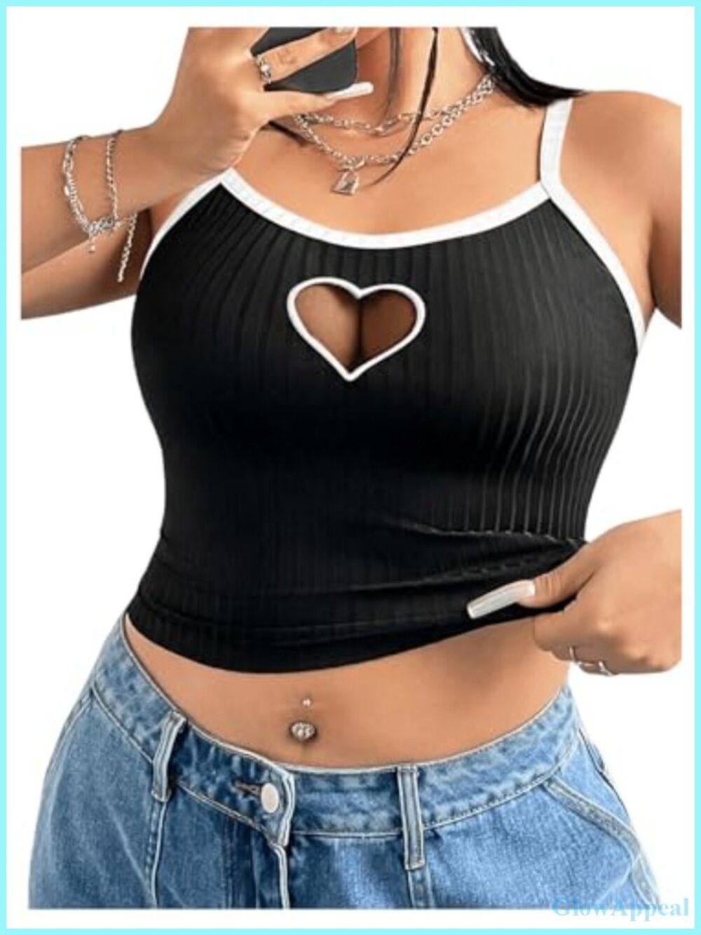 Plus Size Contrast Mesh Cut Out Cami Crop Top Spaghetti Strap